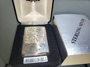 ZIPPO スターリングシルバー　純銀　アラベスク　唐草　両面加工　2005年製