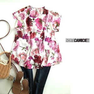  Nara Camicie NARACAMICIE flower print blouse 1 pink floral print satin blouse shirt 