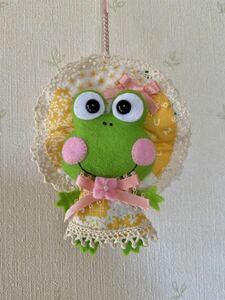 (*^0^*) frog Chan strap * felt * hand made!