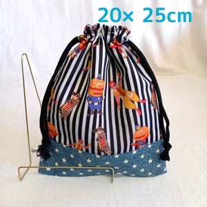  handmade * pouch * lunch sack * width 20× length 25cm* McDonald's * black white stripe 