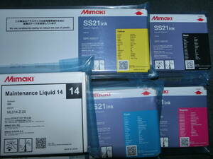  free shipping mimaki ink SS21 SPC-0501CMYK 4 pcs set + washing fluid 1 pcs unused Mimaki ink