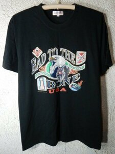 ｎ8985　レア　LOCOMOTION　90ｓ　vintage　ビンテージ　1997　BAD TO THE BONE　バイカー　デザイン　半袖　tシャツ　人気　送料格安