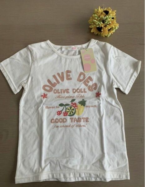新品◆オリーブデオリーブドール Tシャツ 120◆半袖 女の子 フーセンウサギ ホワイト