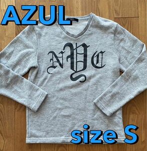 AZUL Ｖネックシンプルグレーロゴロンティー　メンズsize S