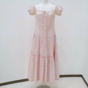 PINK HOUSE One-piece size : free pink silver chewing gum check Pink House race pin tuck frill embroidery 