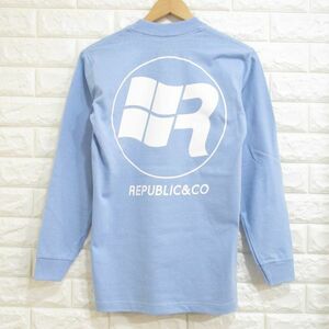【REPUBLIC&CO】未使用！◆リパブリック/バックプリント 長袖Tシャツ ロンT(水色)◆Sサイズ　@ZA