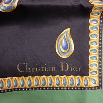 99 Christian Dior クリスチャンディオール シルク大判スカーフ グリーンベース _画像5