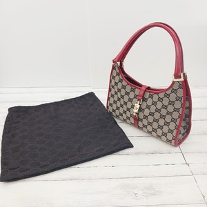 99 GUCCI gucci グッチ ハンドバッグ GGキャンバス ジャッキー 002 1068 3444 キャンバス レッド ブラウン系