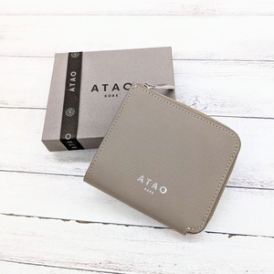 極美品 ATAO アタオ L字ファスナー ジップ カードケース ミニ財布 サンドベージュ チェス AS576 