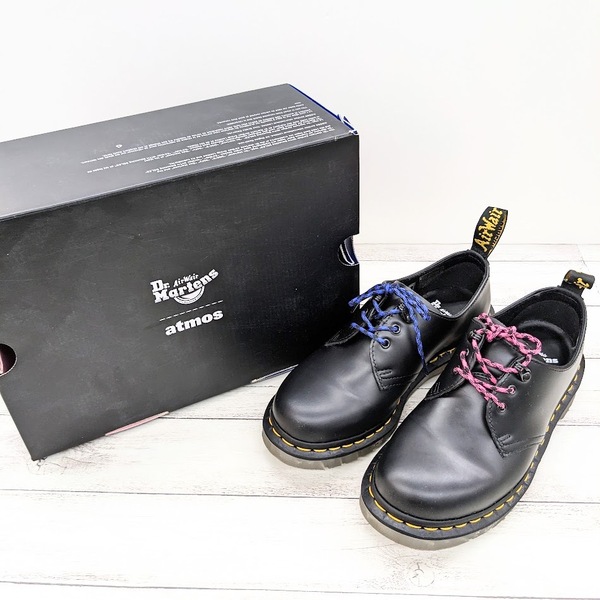 美品 Dr. Martens ドクターマーチン × ATMOS アトモス 1461 ATMOS 26928001 UK4 23cm ブーツ レザー レディース BLACK SMOOTH BLACK