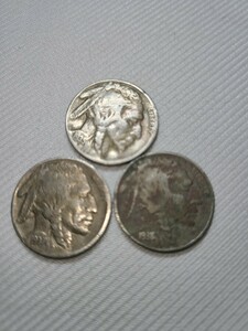 アメリカ合衆国 旧5セント硬貨 Five Cents 米国 古銭 バッファロー インディアンヘッド 3枚おまとめ1935.37.38年 アンティーク