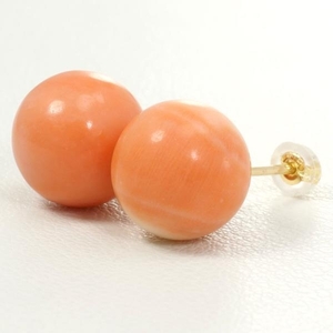 K18YG earrings coral gross weight approximately 5.5g used beautiful goods free shipping *0338