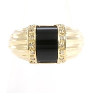 K18YG ring ring 13 number onyx diamond gross weight approximately 5.8g*0338