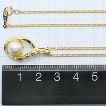 K18YG ネックレス 真珠 ダイヤ 0.08 カード鑑別書 総重量約7.9g 約50cm 中古 美品 送料無料☆0338_画像6