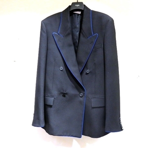  Fendi double breast jacket black × blue 50 size apparel jacket men's beautiful goods *0310