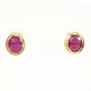 K18YG earrings ruby gross weight approximately 0.4g used beautiful goods free shipping *0202