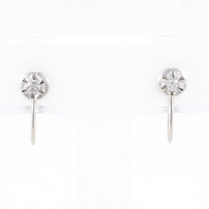 PT850 earrings diamond 0.05 ×2 gross weight approximately 1.6g used beautiful goods free shipping *0315