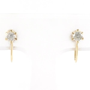 K18YG earrings diamond 0.12×2 gross weight approximately 1.2g used beautiful goods free shipping *0315