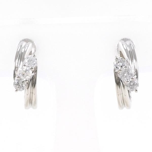 PT900 earrings diamond 0.21 diamond 0.202 gross weight approximately 5.9g used beautiful goods free shipping *0315