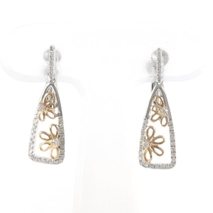K18WGPG K14WG earrings diamond 0.155 ×2 gross weight approximately 3.8g used beautiful goods free shipping *0315