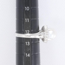 PT900 リング 指輪 12号 パール 約8.5mm ダイヤ 0.30 総重量約7.6g 中古 美品 送料無料☆0315_画像6