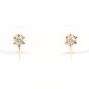 K18YG earrings diamond ( approximately 0.1ct×2) gross weight approximately 1.7g used beautiful goods free shipping *0315