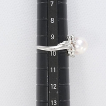 PT900 リング 指輪 9.5号 パール 約9mm ダイヤ 0.15 総重量約4.5g 中古 美品 送料無料☆0315_画像5