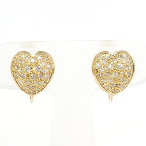 K18YG earrings diamond card judgement document gross weight approximately 4.5g used beautiful goods free shipping *0315