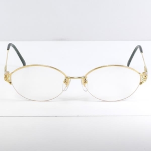 HOYA K18YG エナメル メガネ 眼鏡 ダイヤ レンズ度付き 総重量約29.9g 中古 美品 送料無料☆0315