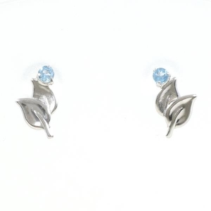 K14WG earrings aquamarine gross weight approximately 0.3g used beautiful goods free shipping *0315