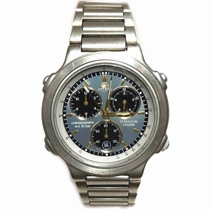シチズン アテッサ クロノグラフ 3560-352653 クォーツ 初期型 グレー文字盤 時計 腕時計 メンズ☆0341