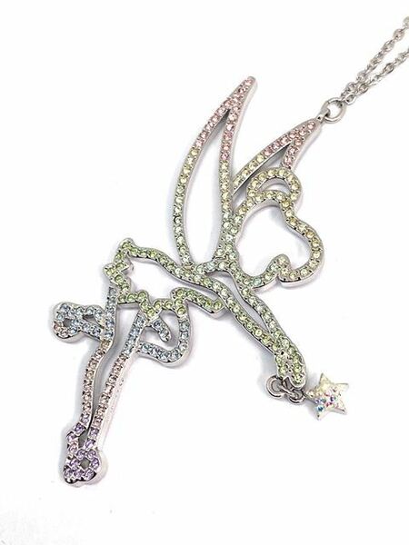 【即決】 SWAROVSKI スワロフスキー ティンカーベル マルチカラー クリスタルペンダントトップ ネックレス シルバー ディズニーコラボ 