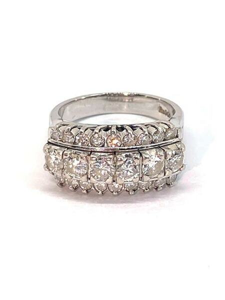 【即決/キャラット数刻印なし】 7.5号 Pm900 D ダイヤモンド デザインリング 指輪 宝石 ジュエリー プラチナ 天然ダイヤ 8.2ｇ