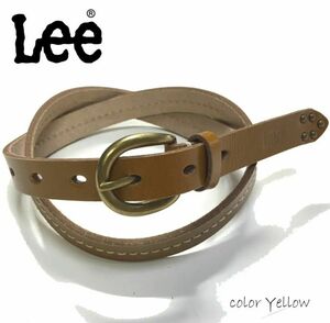 Lee 20mm幅レディース牛革ベルト イェロー