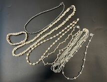 1円～ 美品 真珠 パール ネックレス ブレスレット 7点まとめて 総重量161g 留め具シルバー レディース アクセサリー_画像1