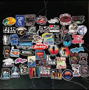  fishing sticker 50 pieces set cooler-box tackle box do cut car etc. fishing bus fishing fishing sticker Daiwa Shimano etc. 