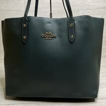 1円【入手困難品】10万円 コーチ COACH トートバッグ ビジネスバッグ ブリーフケース A4 2way レザー メンズ レディースエメラルドグリーン_画像2