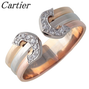 カルティエ 2C ダイヤ リング スリーカラー #53 750WG/YG/PG 新品仕上げ済 Cartier【16797】