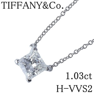  Tiffany sleigh tia necklace diamond 1.03ct H-VVS2- Princess cut PT950 38cm GIA expert evidence box new goods finishing settled [15234]