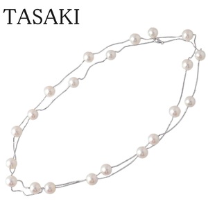 タサキ パール ステーション ネックレス ロング アコヤパール8.0mm～9.0mm 95cm K18WG 箱 新品仕上げ済 田崎 TASAKI【16560】