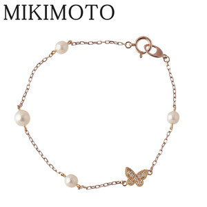  Mikimoto diamond pearl bracele station Akoya pearl 4.3mm~5.3mm K18PG/YG 17cm new goods finishing settled MIKIMOTO[16948]