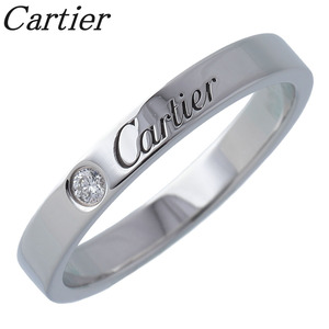 カルティエ ダイヤ リング エングレーブド Cドゥカルティエ 1PD #56 幅3.0mm Pt950 新品仕上げ済 Cartier【17115】