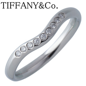 ティファニー ダイヤ リング カーブド 9PD 9号弱 幅2.3mm Pt950 新品仕上げ済 TIFFANY【17485】