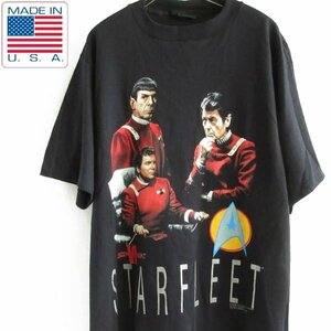  new goods 1991 year made USA made Star Trek short sleeves T-shirt black L black 90s America made Movie dead stock Vintage D148-01-0012ZVW