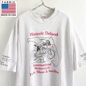 新品 1997年製 トライアンフ バイク プリント 半袖 Tシャツ 杢グレー系 XL モーターサイクル ビンテージ デッドストック D147-01-0006ZVW