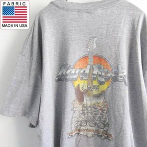 90s Hard Rock CAFE ハードロックカフェ NEWPORT BEACH 企業物 半袖Tシャツ 杢グレー系 XXL アドバタイジング ビンテージ d143-01-0237ZVW