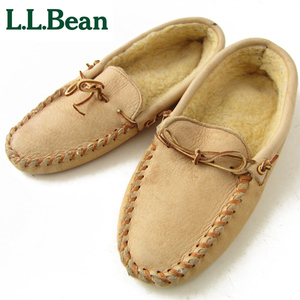 L.L.Bean 内ボア モカシン 薄茶系 26.5cm エルエルビーン LLビーン スリッポン ルームシューズ 部屋履き メンズ 靴 d141-32-0085W