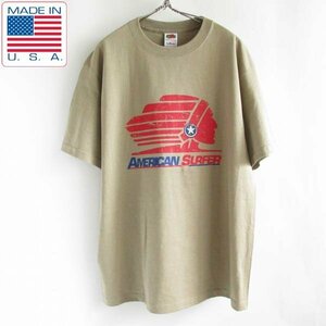 新品 USA製 インディアンヘッド AMERICAN SURFER 半袖Tシャツ L ベージュ系 アメリカ製 コットン デッドストック 未使用品 D148-01-0028ZVW