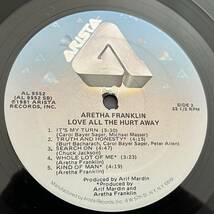 【US盤/Vinyl/12''/両面STERLING刻印/Arista/AL9552/81年/with ハイプステッカー,Inner,Shrink残】Aretha Franklin/Love All The Hurt Away_画像6