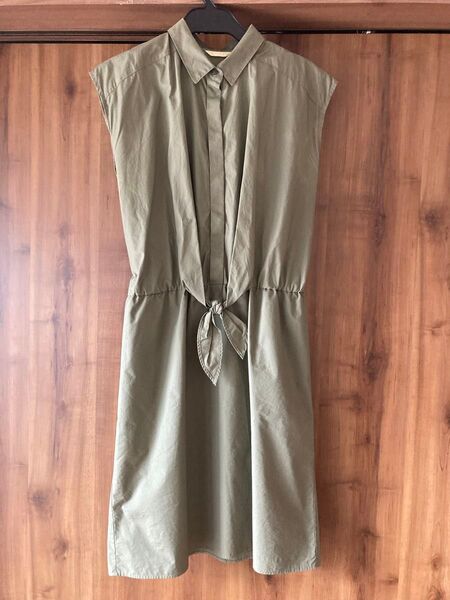 beams ひざ丈 ワンピース カーキ